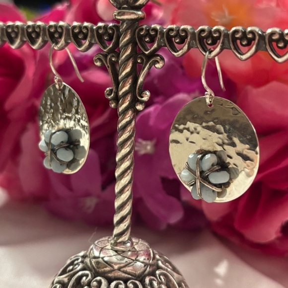 Silpada Quartzite Flower Blossom Sterling Silver Earrings W2138 - Picture 5 of 14